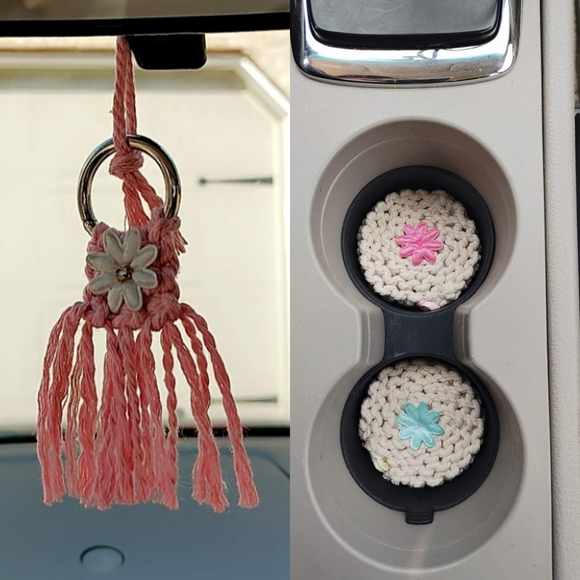 Handmade Macrame Rearview Mirror Accessories - Picture 4 of 4